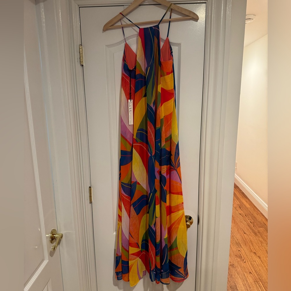 NWT Nicole Miller REVOLVE Maxi Tropical Print Sundress Resortwear Summer - Picture 6 of 8